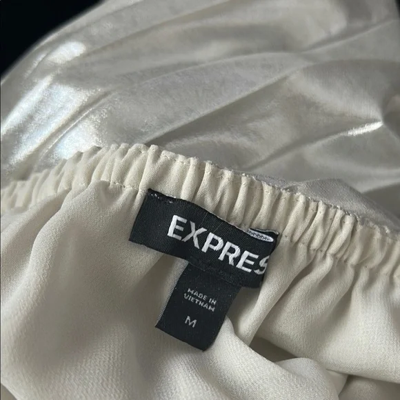 Express, Women’s Size M Metallic Pleated Elegant Off-Shoulder Ballon Top - Picture 7 of 7